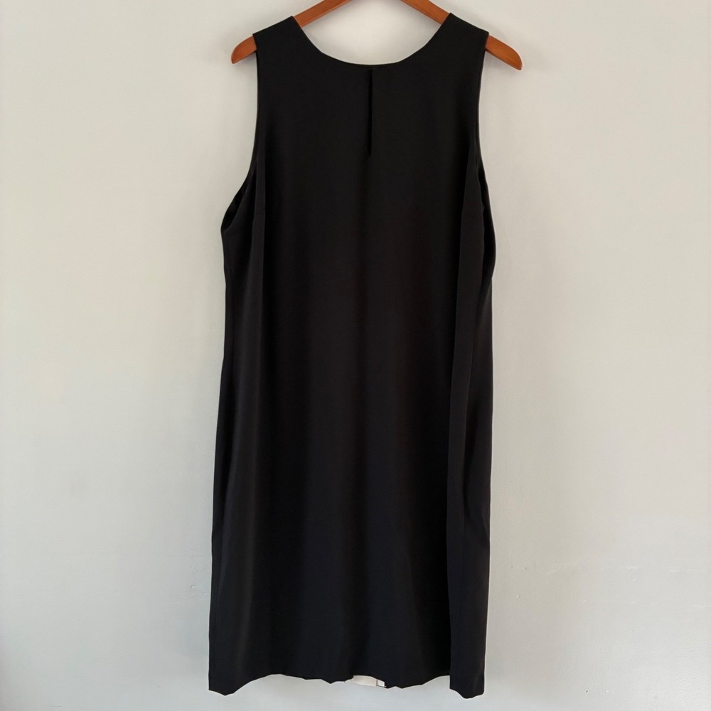 Lauren Ralph Lauren Shift Dress Womens 16 Black Sleeveless Contrast Back Pleat